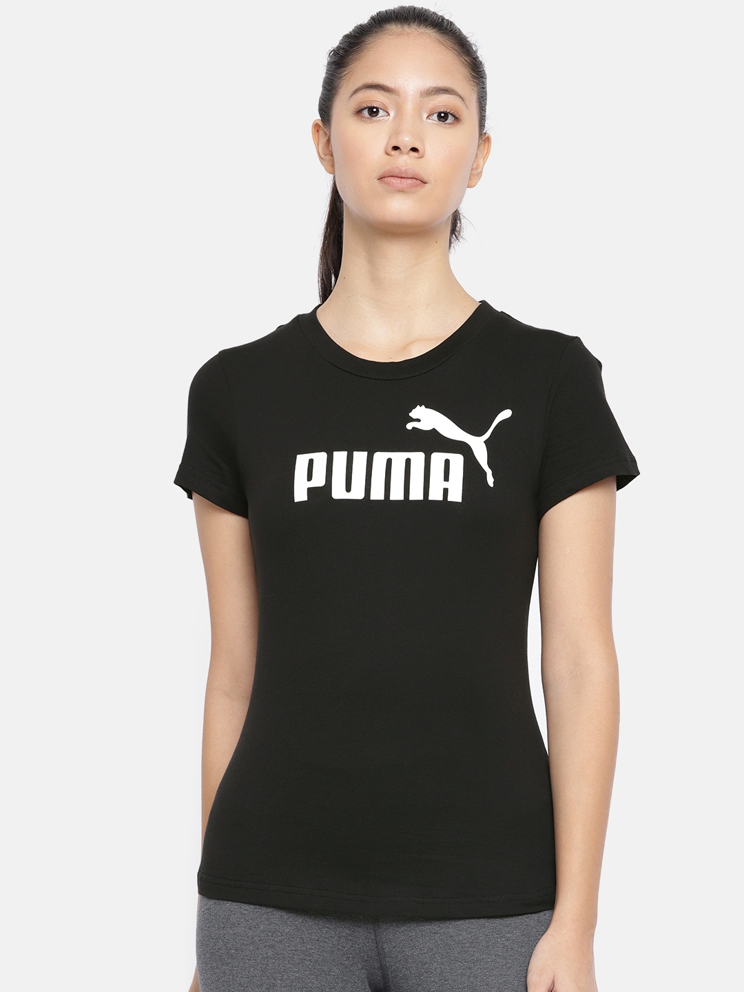 Buy Puma Women Black Printed Regular Fit Amplified Tee Round Neck Pure ...