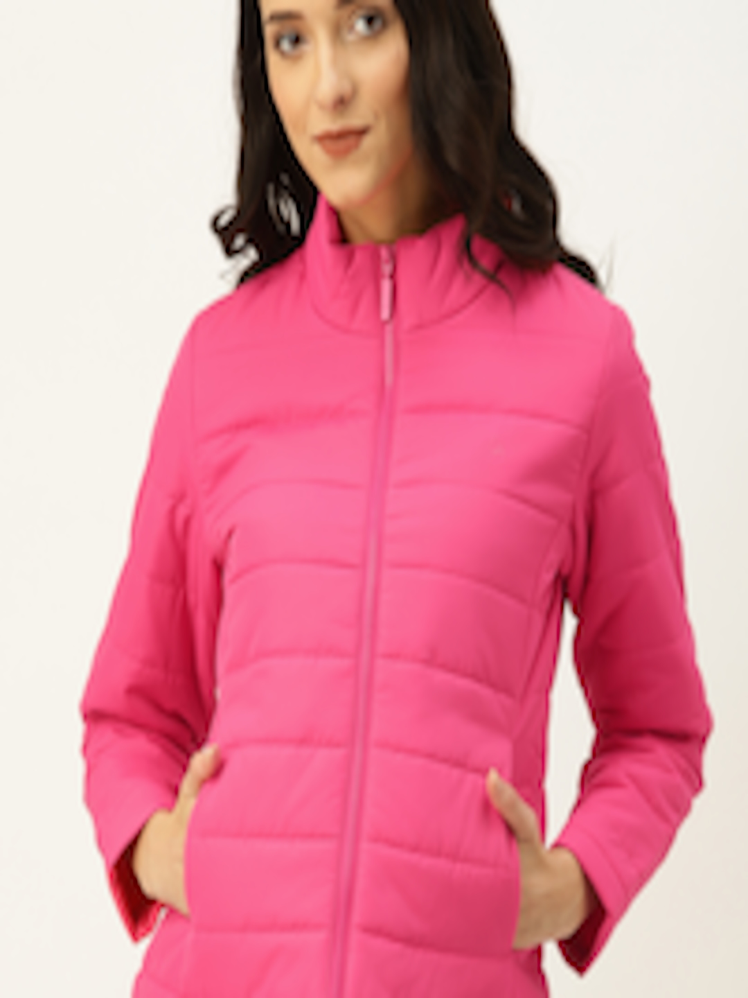 Buy United Colors Of Benetton Women Pink Solid Lightweight Basic Puffer ...