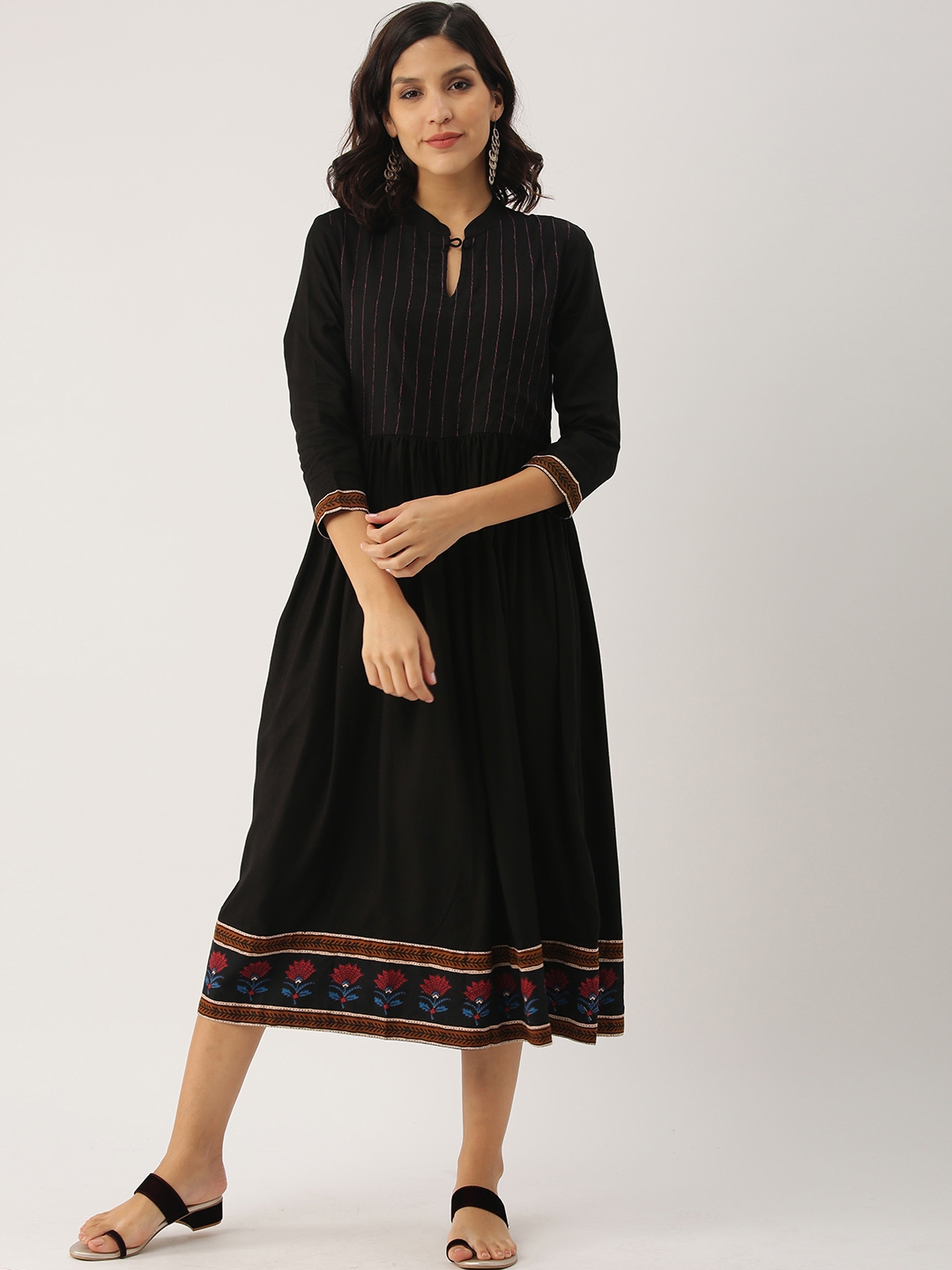 Buy IMARA Women Black Solid A Line Dress - Dresses for Women 10306453 ...
