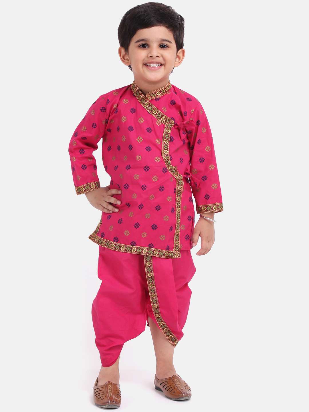 Buy BownBee Boys Pink Printed Kurta With Dhoti Pants Kurta Sets for
