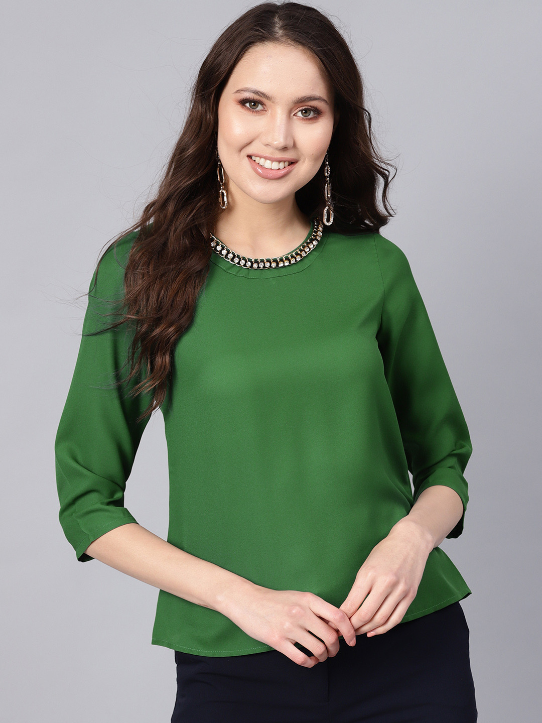 Buy SASSAFRAS Women Green Solid Top Tops for Women 10308543 Myntra