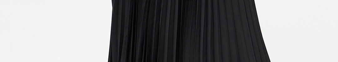 Buy SASSAFRAS Black Accordian Pleat Maxi Flared Skirt - Skirts for ...