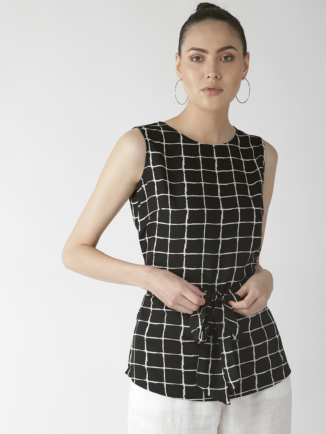 Women'S Black & White Checked A-Line Tunic main image 0