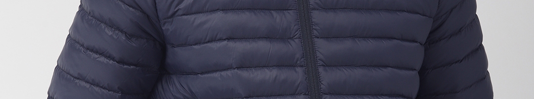 Buy Tommy Hilfiger Men Navy Blue Solid Lightweight Packable Puffer ...