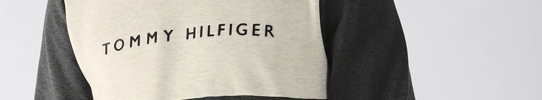 Buy Tommy Hilfiger Men Black & Cream Colourblocked Sweatshirt ...