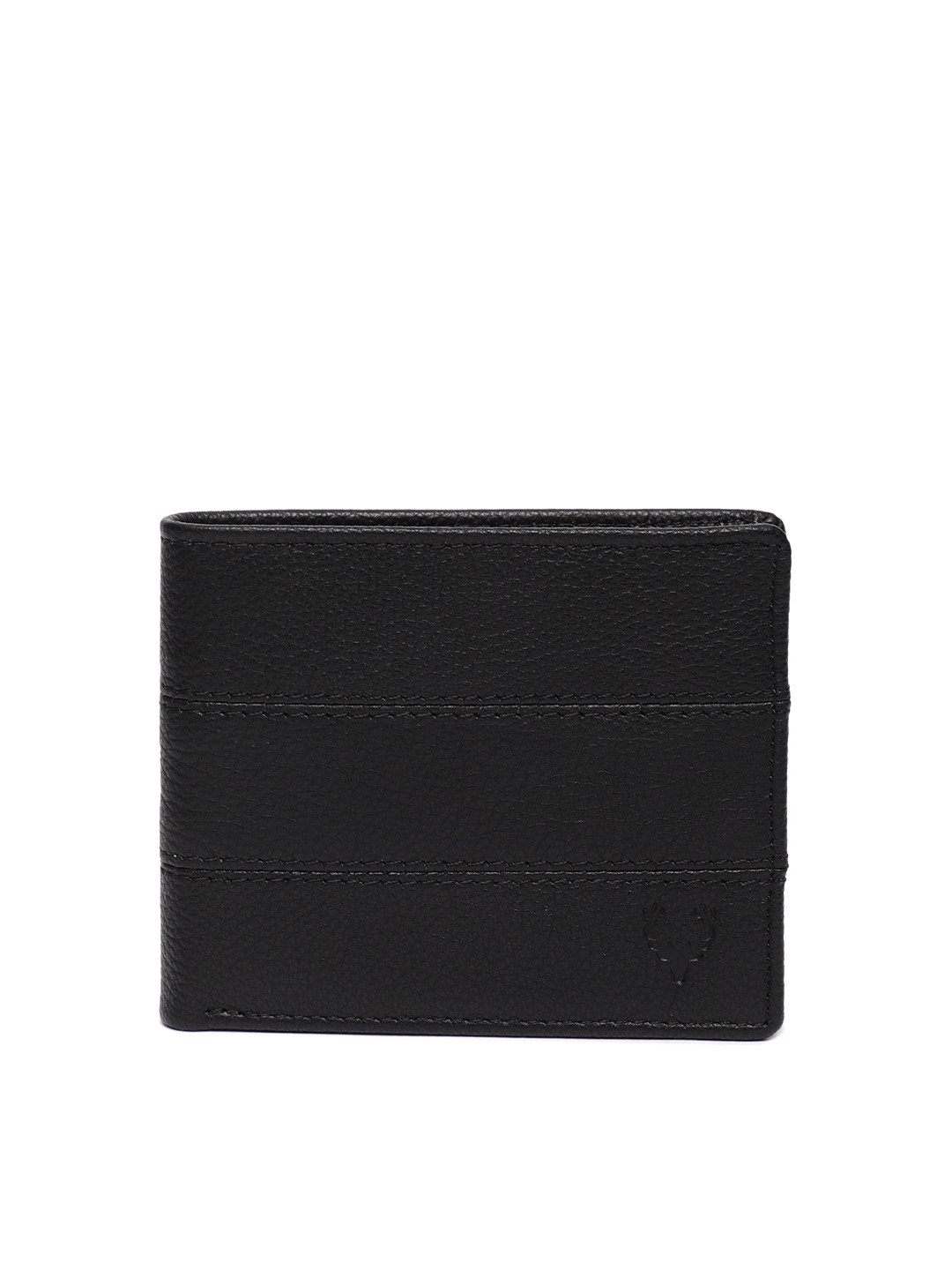 Buy Allen Solly Men Black Textured Genuine Leather Two Fold Wallet