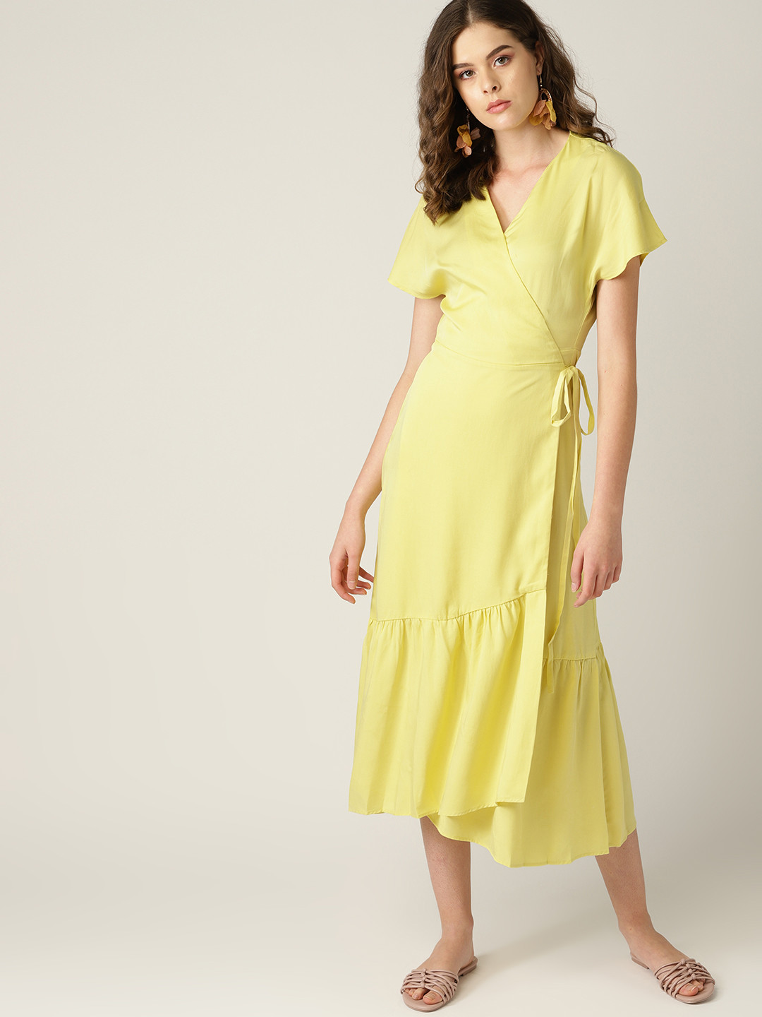 Buy MANGO Women Yellow Solid Wrap Dress - Dresses for Women 10313151 | Myntra