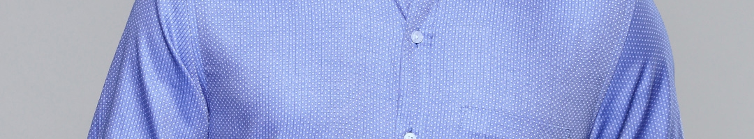 Buy Louis Philippe Men Blue & White Slim Fit Self Design Formal Shirt ...