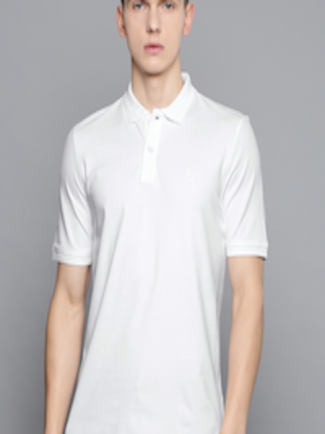 Buy Louis Philippe Men White Solid Polo Collar T Shirt - Tshirts for ...