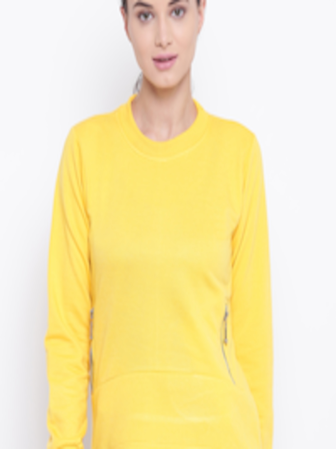 Buy Belle Fille Women Yellow Solid Sweatshirt - Sweatshirts for Women ...