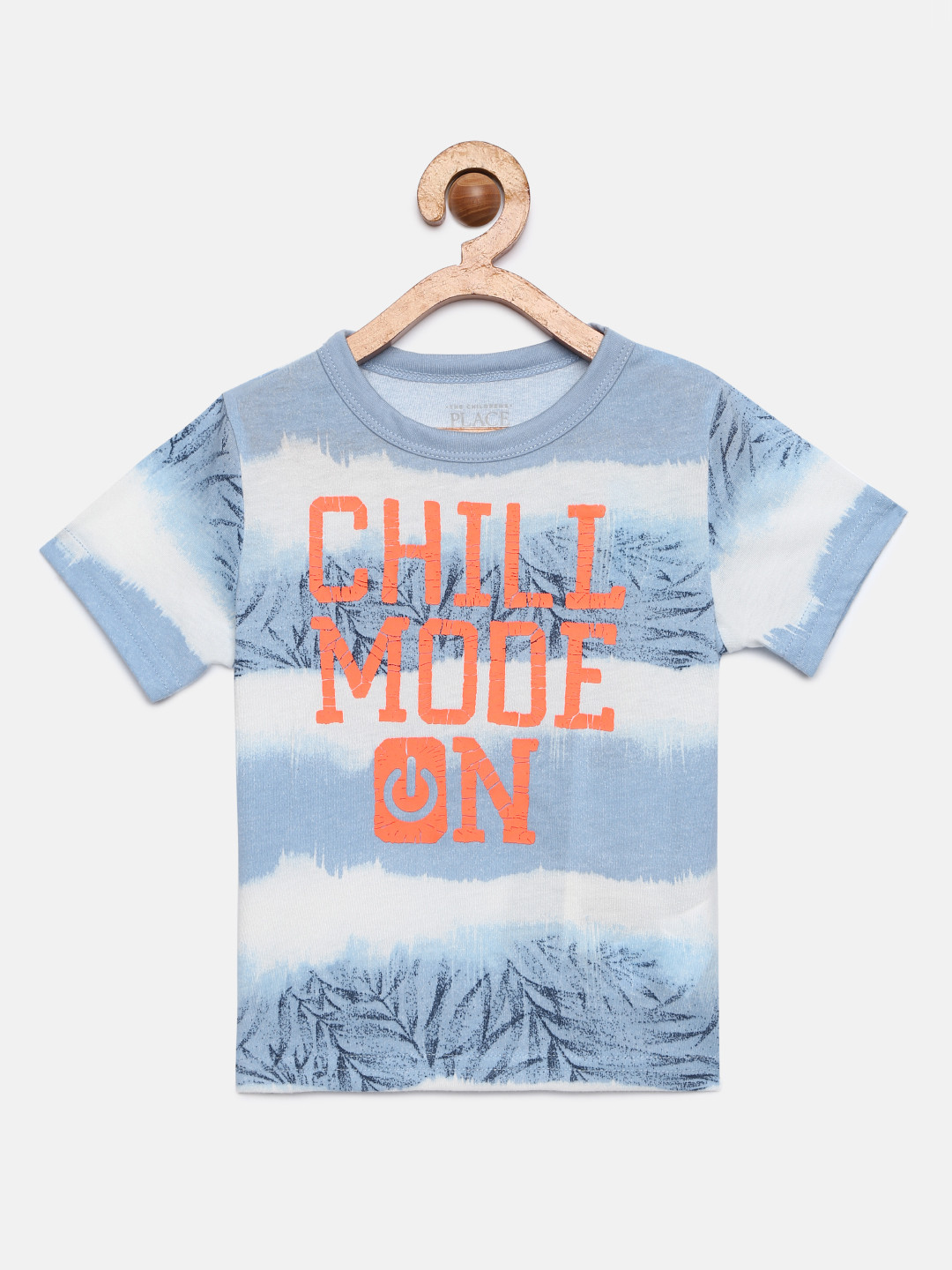 Buy The Childrens Place Boys Blue &amp; White Printed Round Neck T Shirt ...