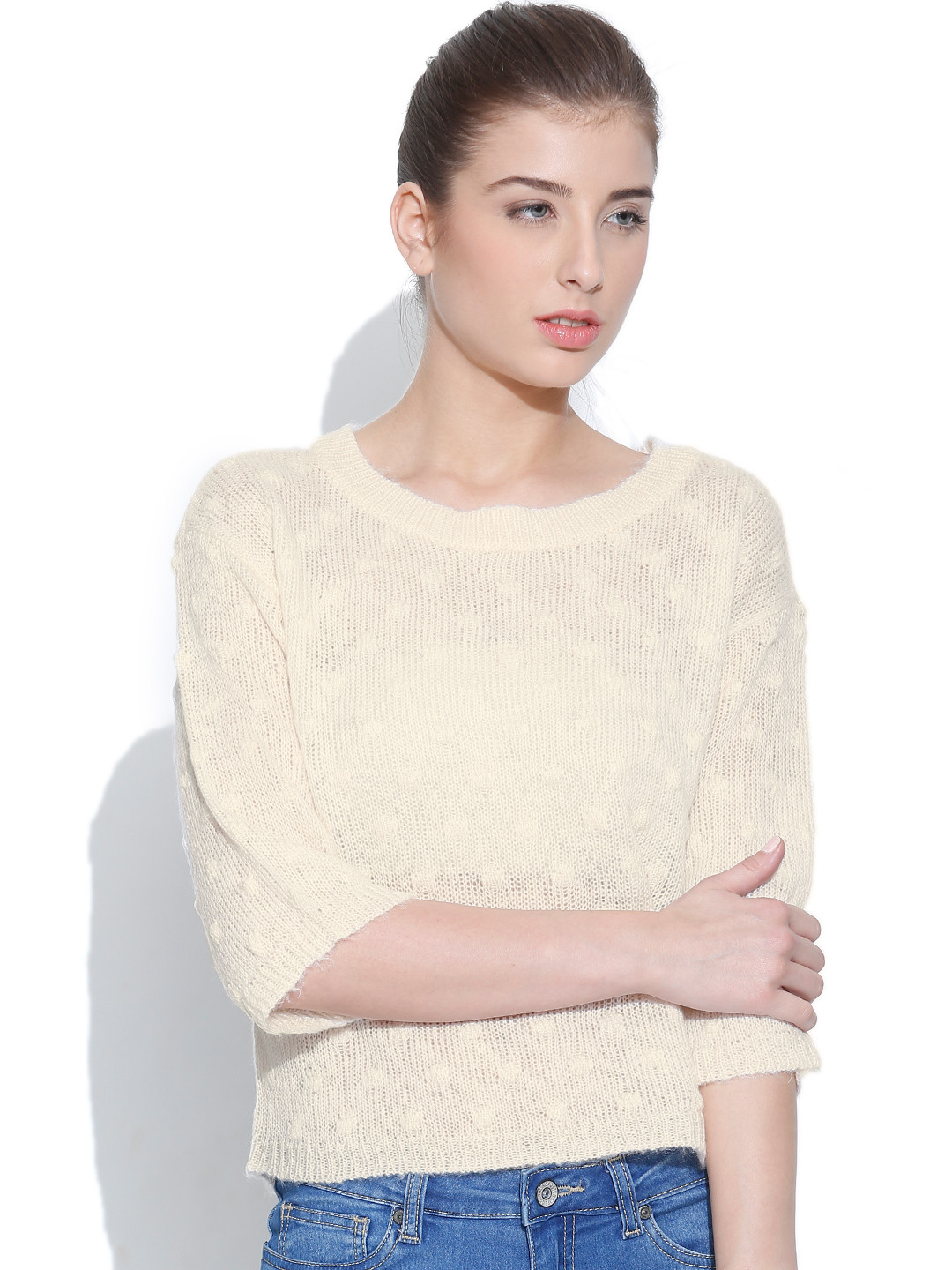 Buy Vero Moda Cream Coloured Winter Top Tops for Women 1032626 Myntra