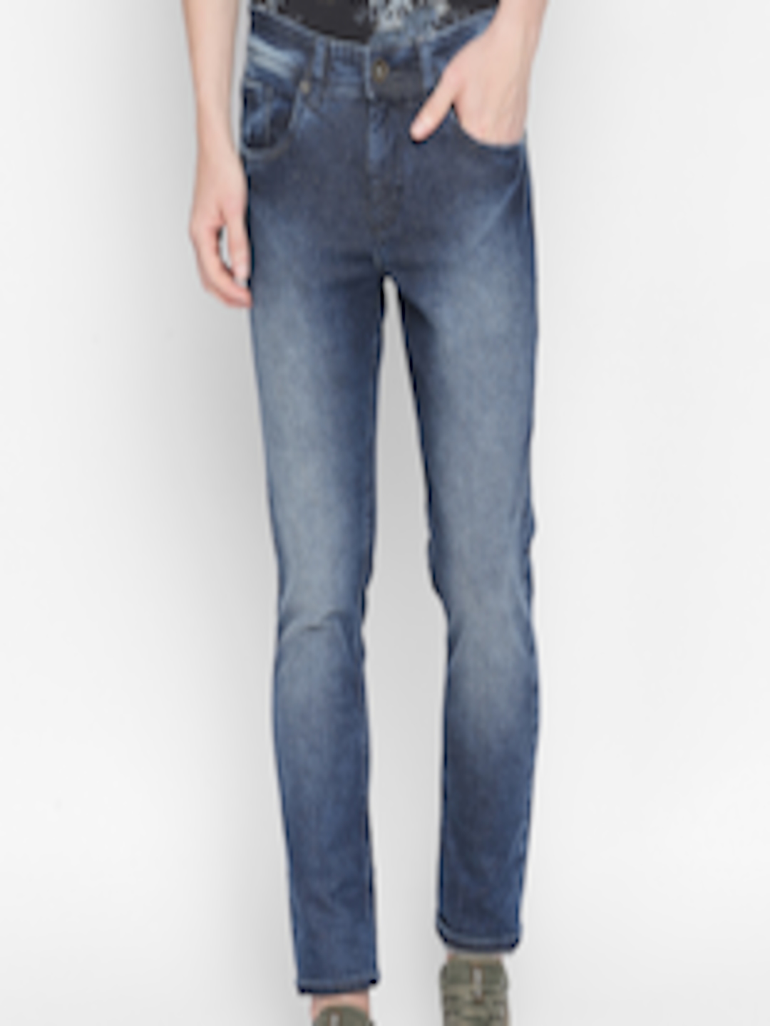 Buy Basics Men Blue Regular Fit Low Rise Clean Look Stretchable Jeans ...