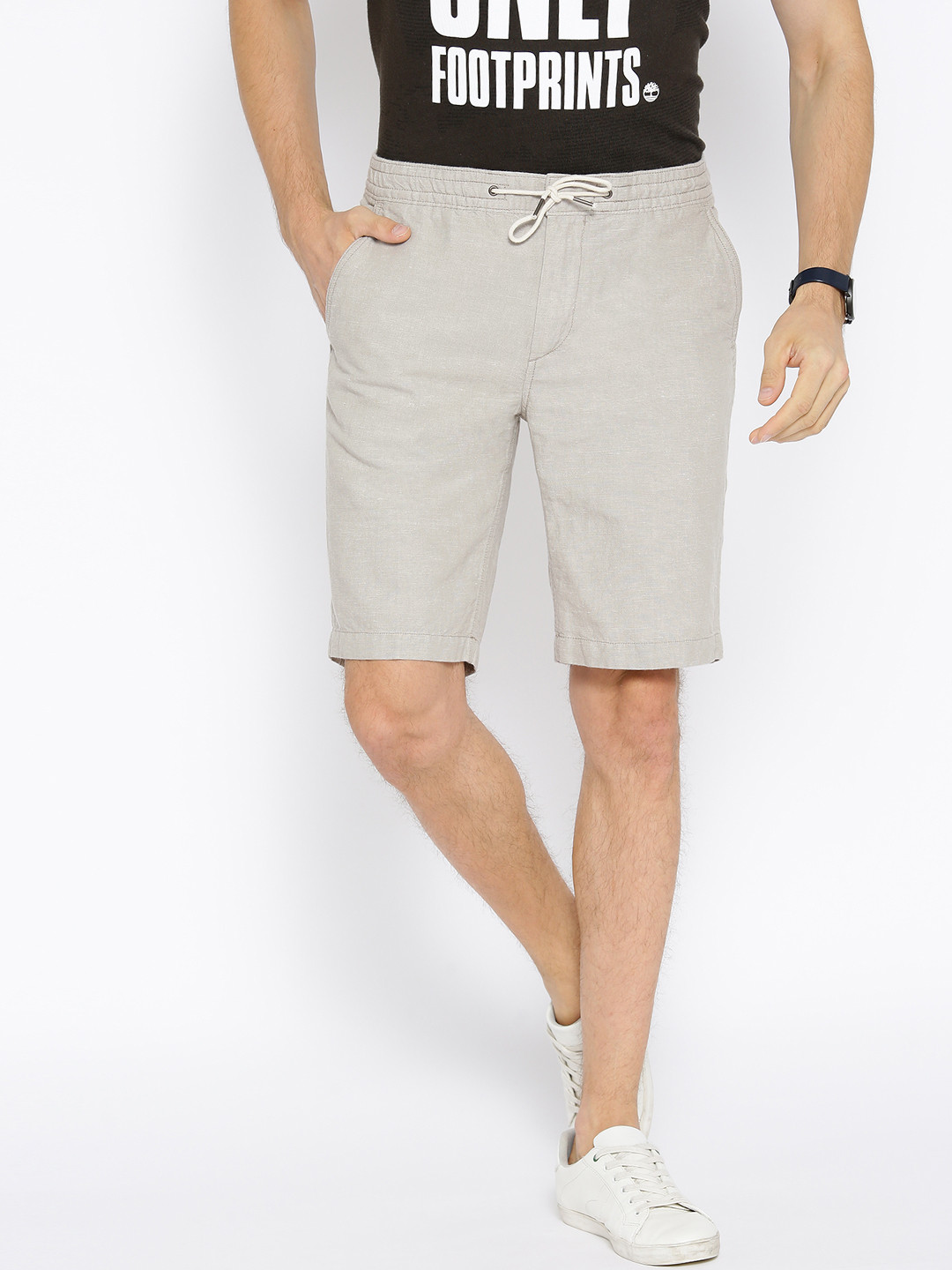 Buy Timberland Men Beige Squam Lk Chambray Solid Straight Fit Shorts