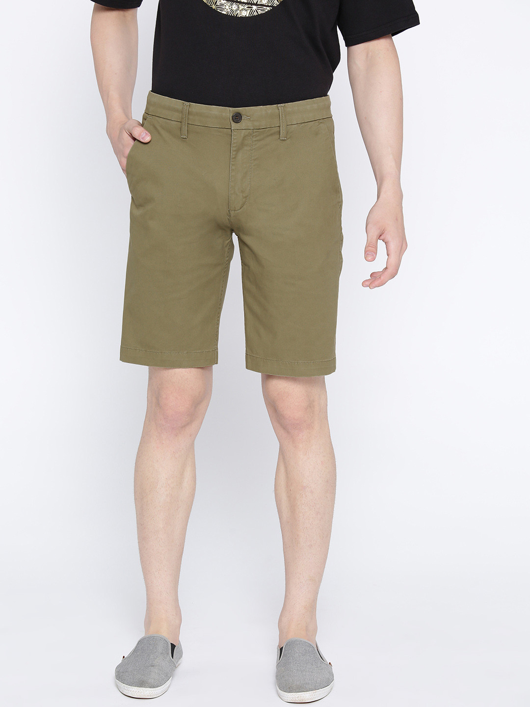 Buy Timberland Men Olive Green Solid Squam Lk Str Twill Chino Marti
