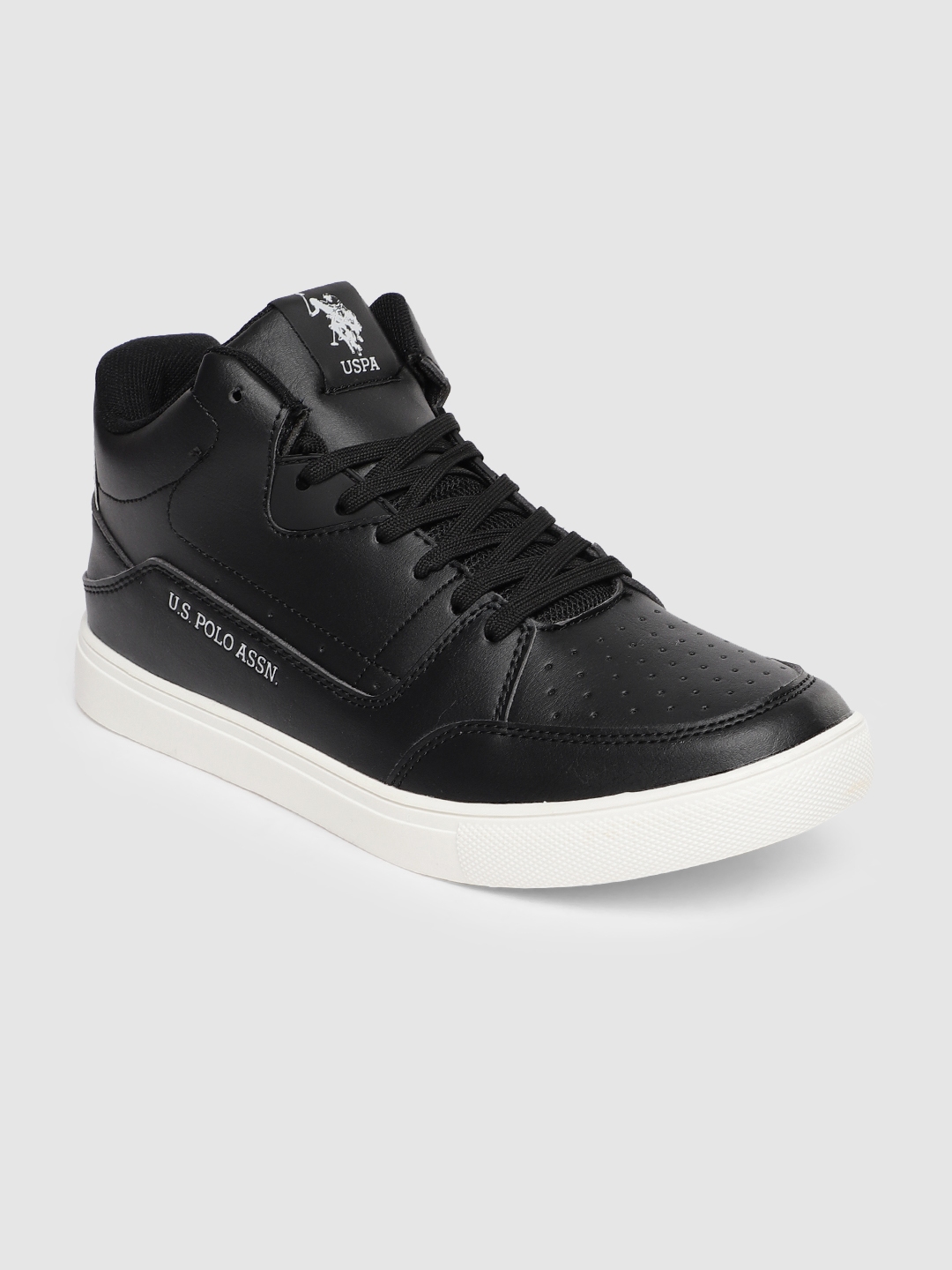 polo black leather sneakers