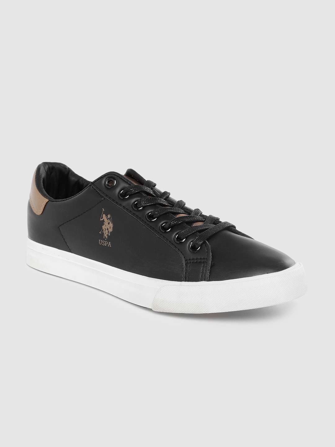 polo black leather sneakers