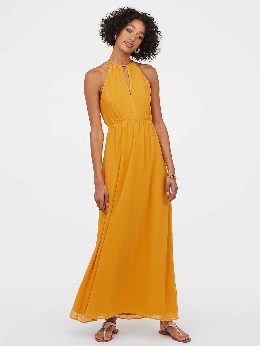 Buy H&M Women Yellow Solid Crepe Maxi Dress Dresses for Women