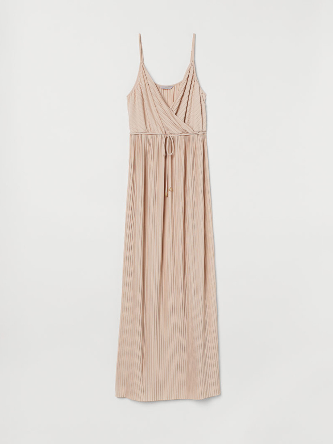 Buy H&M Women Beige Pleated Long Dress Dresses for Women 10332085
