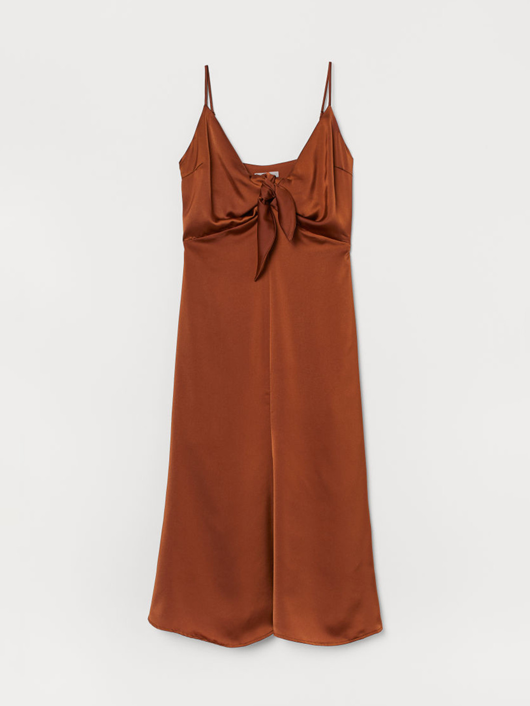 Buy H&M Women Rust Brown Solid Satin Dress With Ties Dresses for