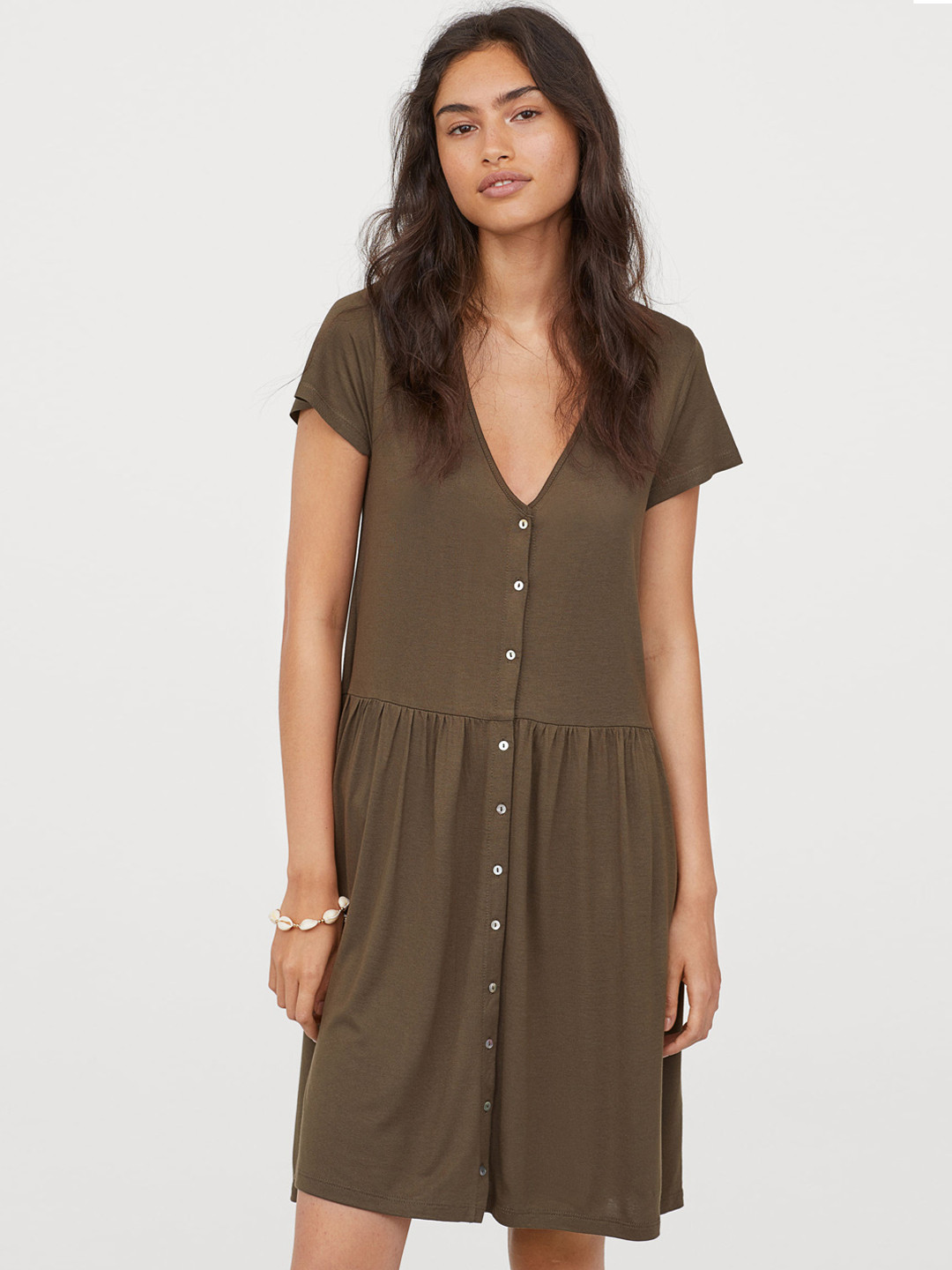 Buy H&M Women Green Solid V Neck Dress Dresses for Women 10333121 Myntra