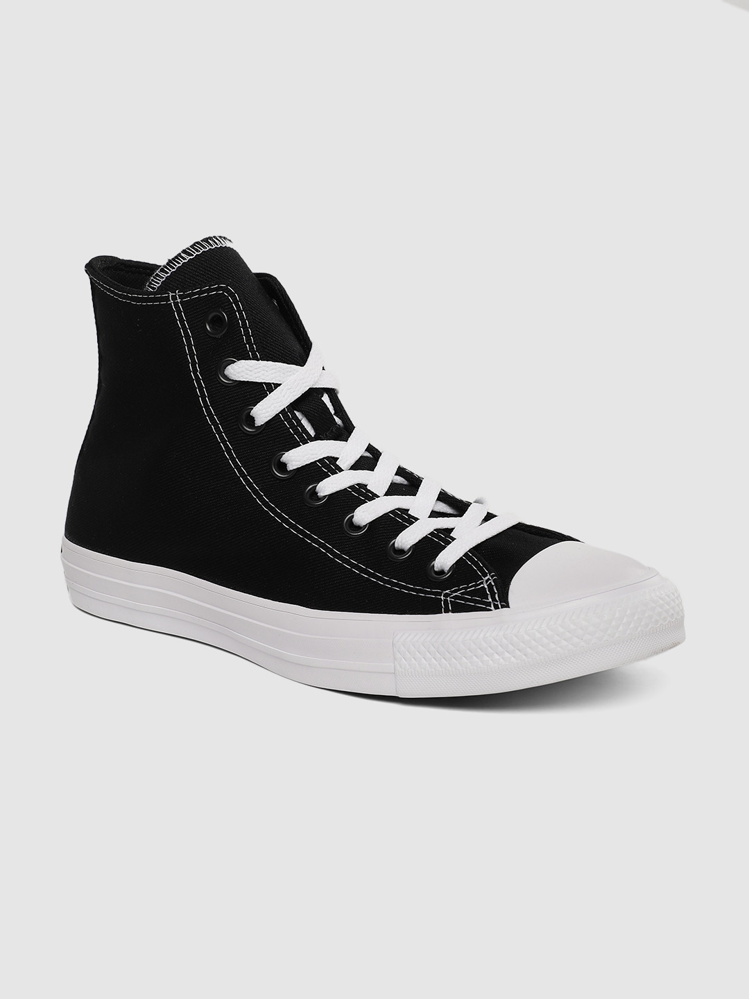 Buy Converse Unisex Black Solid Textile Mid Top Sneakers Casual Shoes