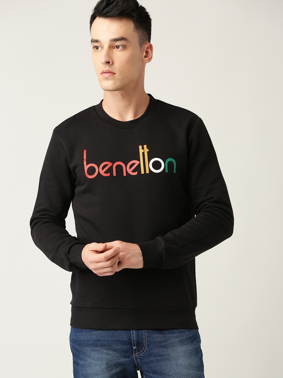 Buy United Colors Of Benetton Men Black Printed Sweatshirt ...