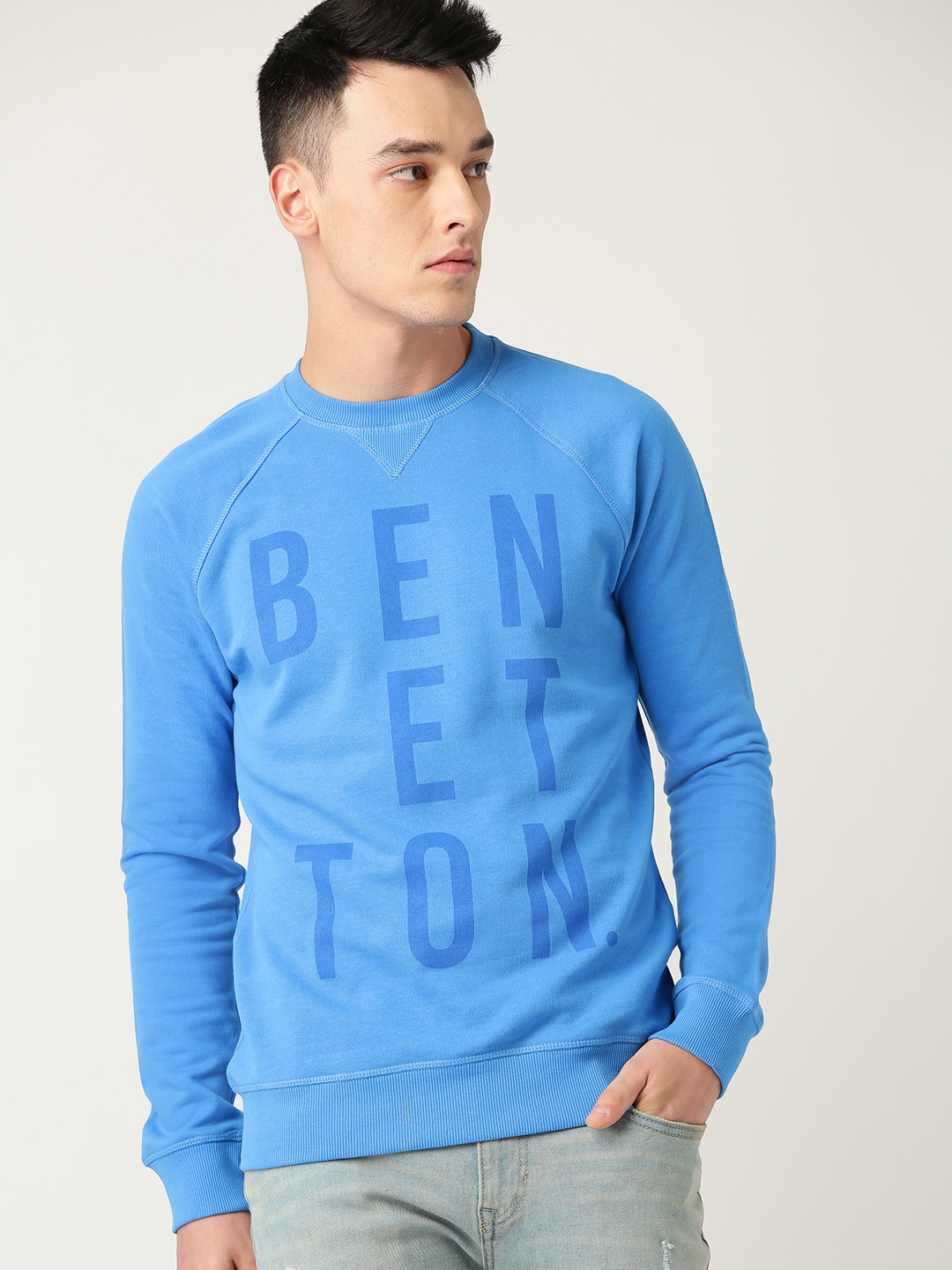 Buy United Colors Of Benetton Men Blue Printed Sweatshirt - Sweatshirts ...