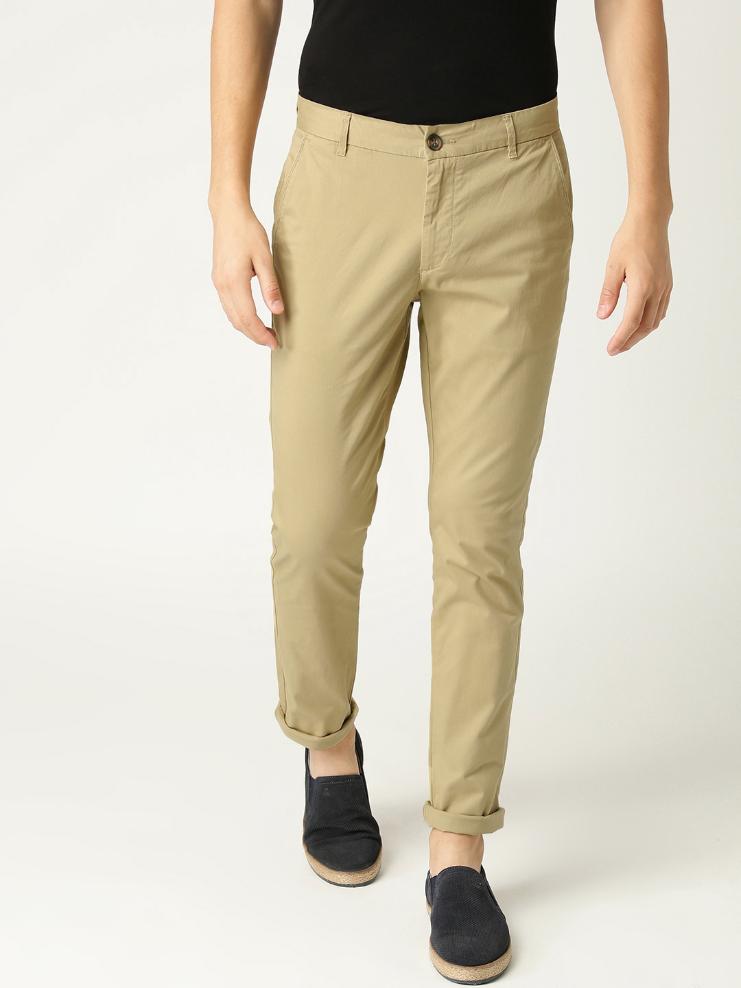 Buy United Colors Of Benetton Men Beige Slim Fit Twill Solid Chinos ...