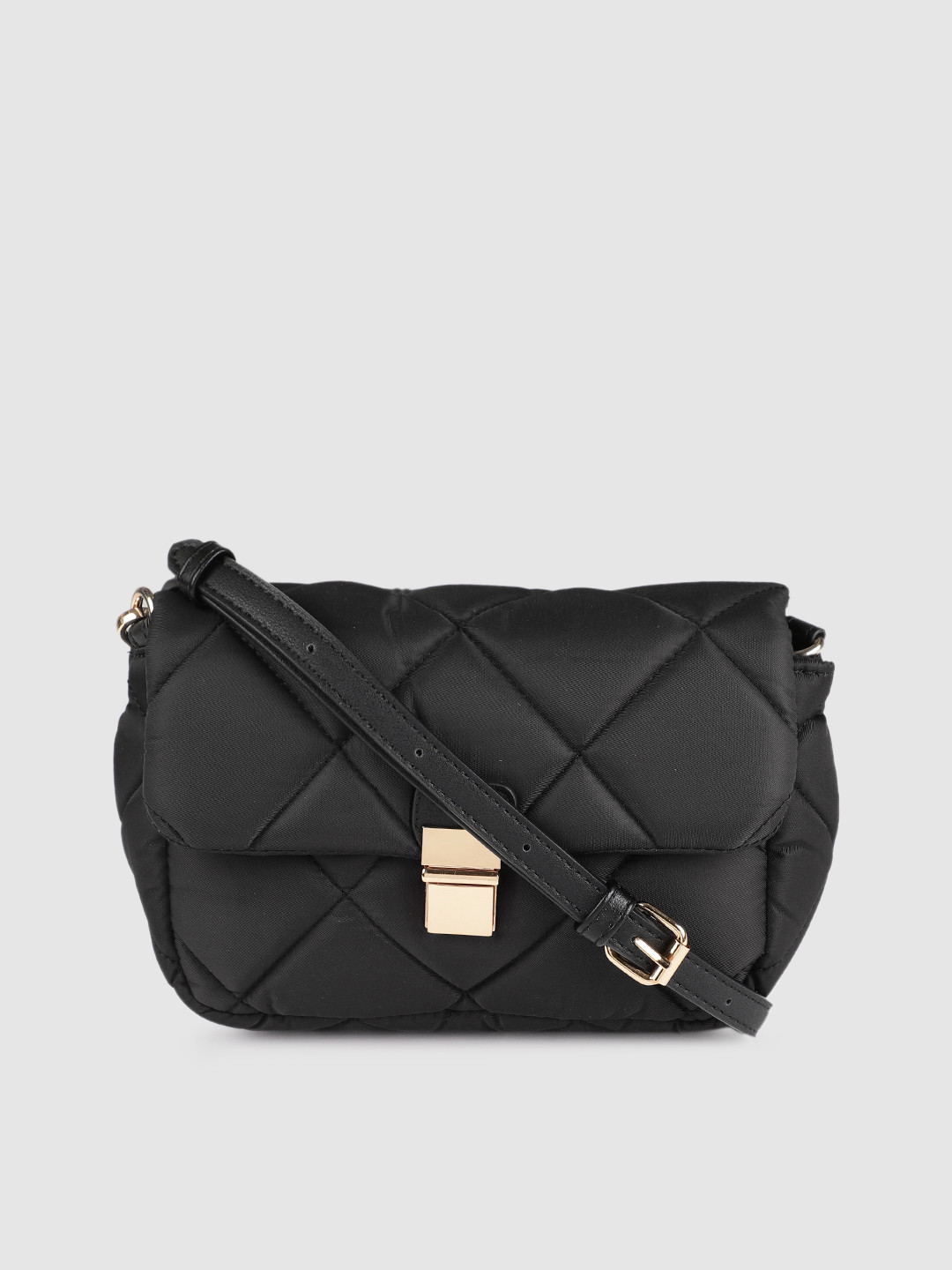 Buy Accessorize Black Solid Quilted Sling Bag Handbags for Women