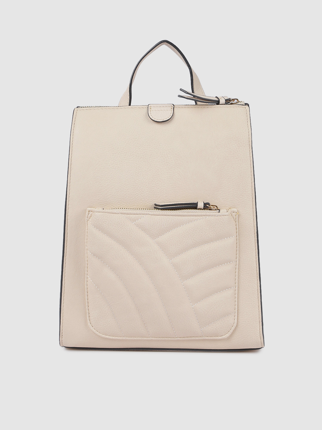Buy Accessorize Women Cream Coloured Solid Backpack Backpacks for