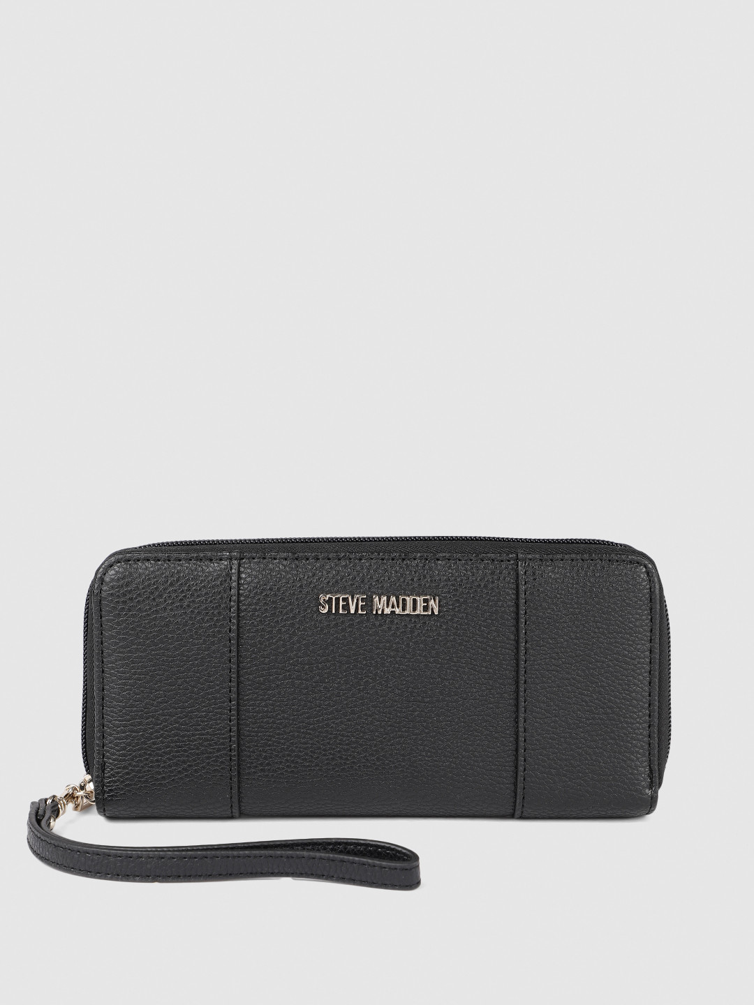 Buy Steve Madden Women Black Textured Zip Around Wallet Wallets for