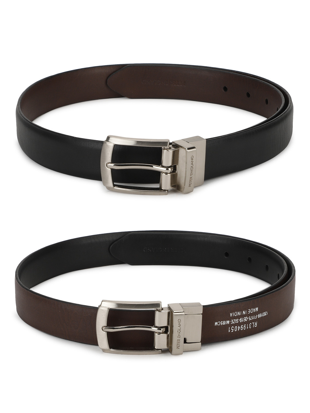 Buy Peter England Men Black & Brown Reversible Solid Belt Belts for