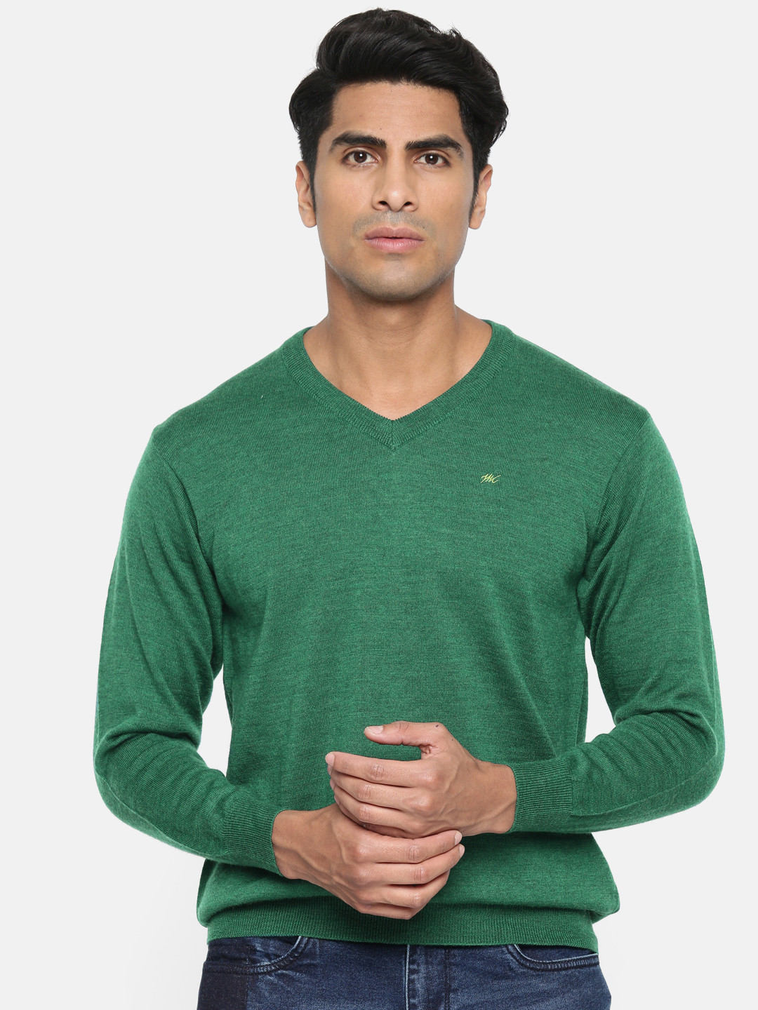Buy Monte Carlo Men Green Solid Sweater Sweaters for Men 10348547