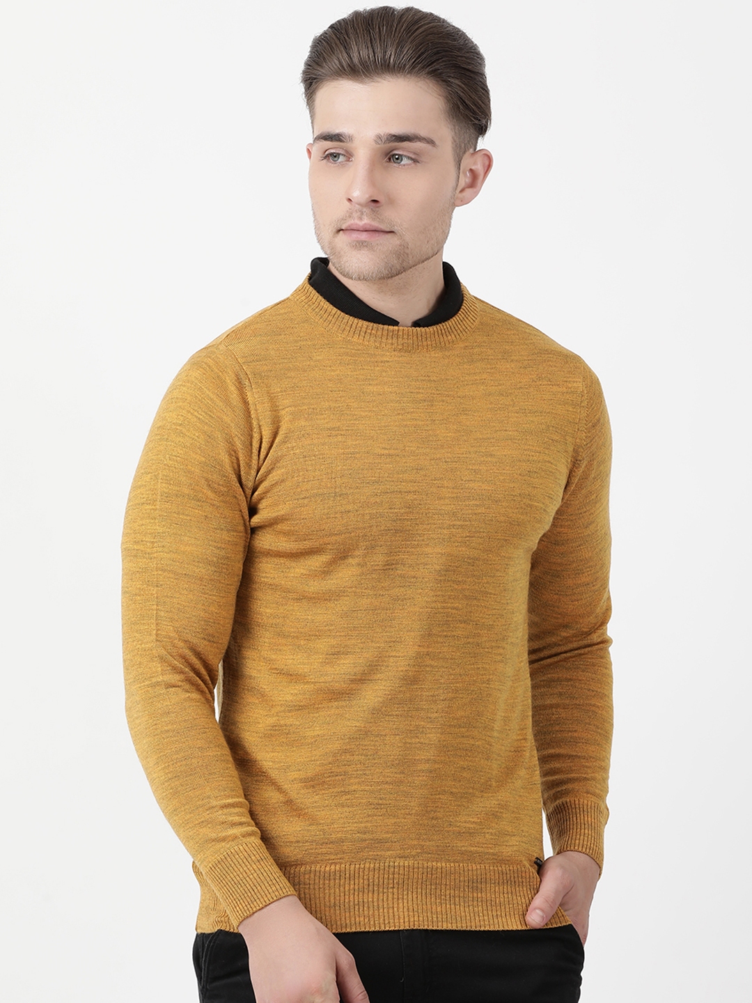 Buy Monte Carlo Men Mustard Yellow Solid Pullover Sweater - Sweaters ...