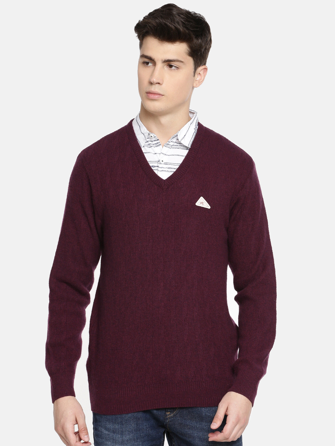 Buy Monte Carlo Men Burgundy Solid Sweater Sweaters for Men 10349155