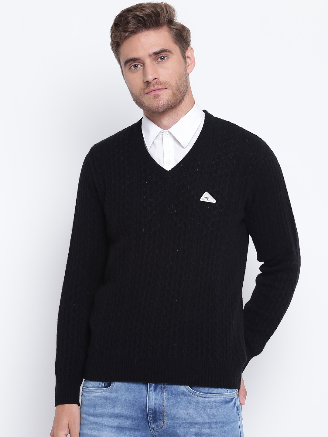 Buy Monte Carlo Men Black Cable Knit Sweater Sweaters for Men