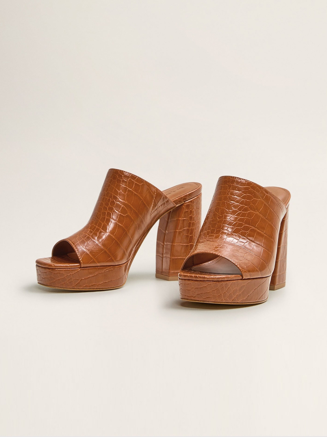mango heel leather mules
