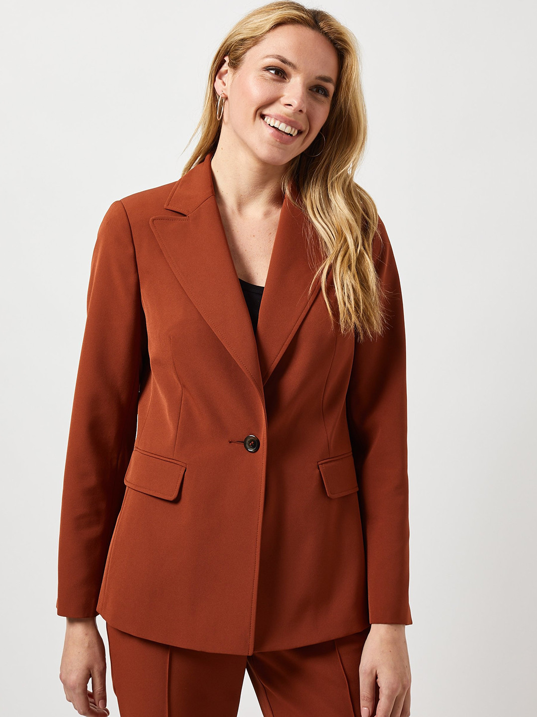 Buy DOROTHY PERKINS Women Rust Brown Solid Single Breasted Smart Casual