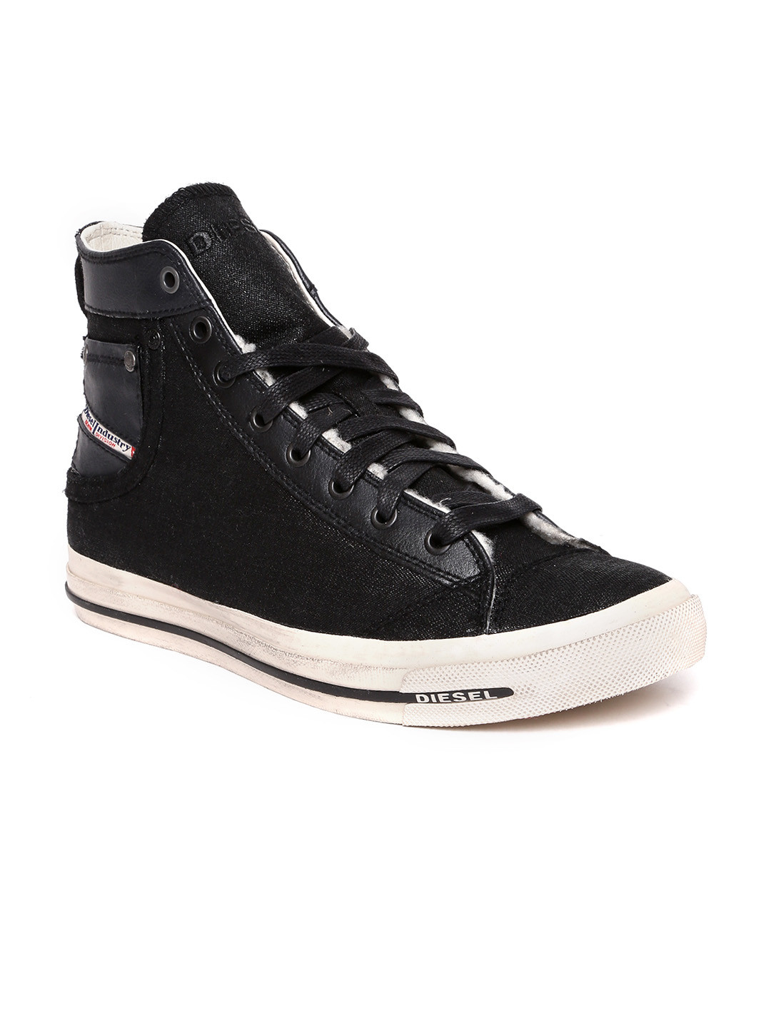 Buy DIESEL Men Black Canvas Sneakers Casual Shoes for Men 1035163 Myntra