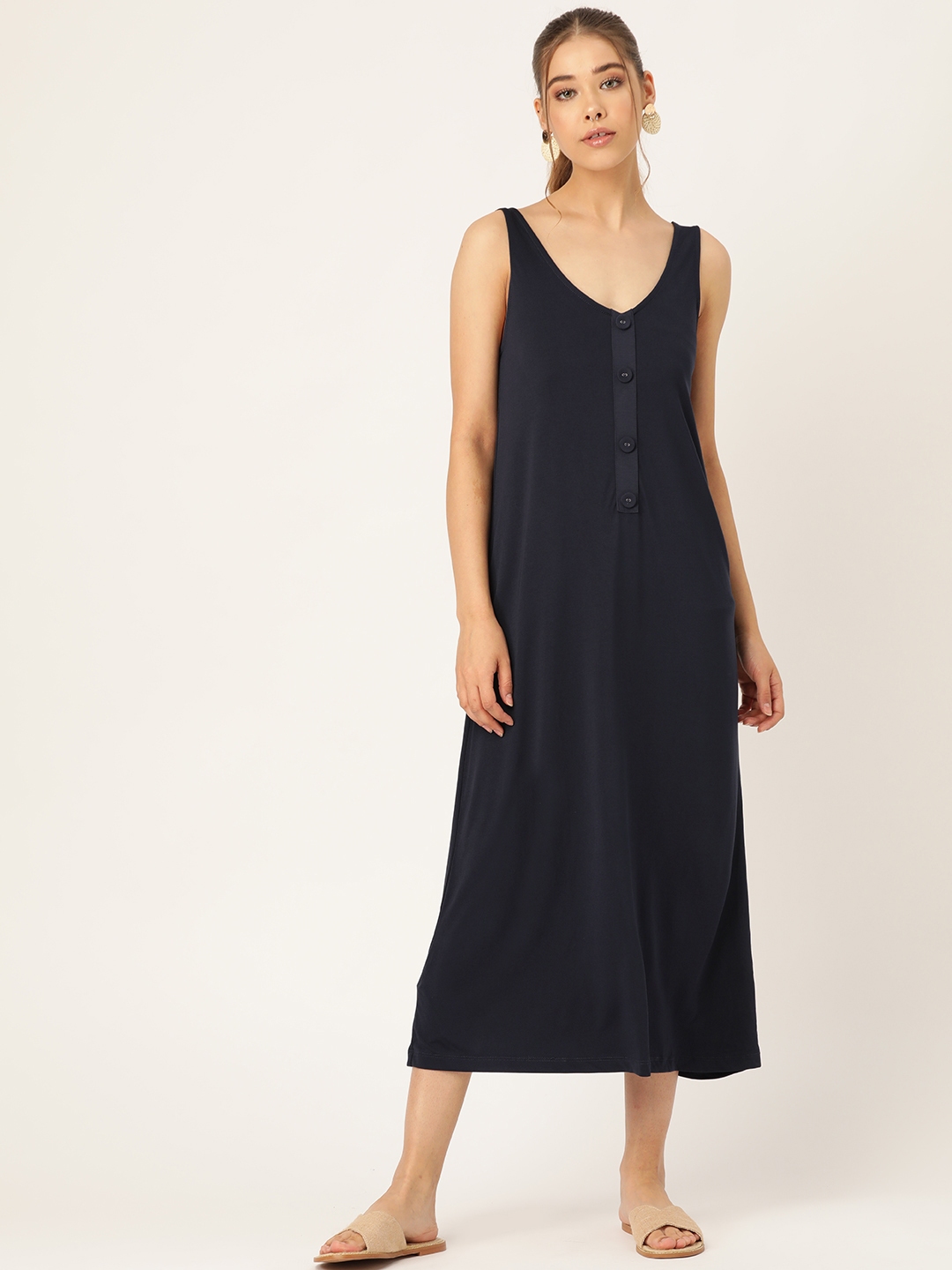 Buy Mango Women Navy Blue Solid A Line Dress Dresses For Women 10351639 Myntra