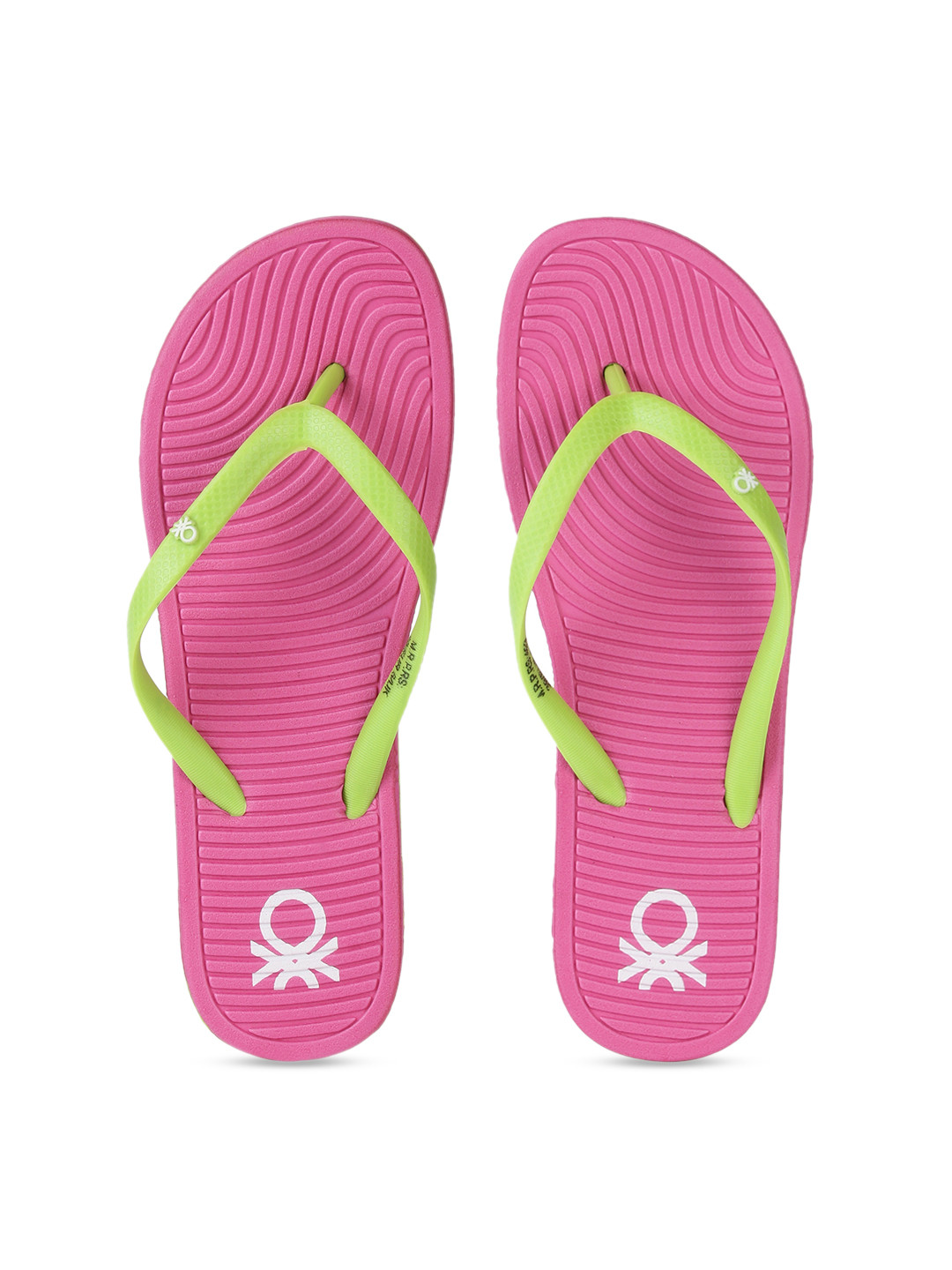 Buy United Colors Of Benetton Women Green Self Design Thong Flip Flops - Flip Flops for Women 
