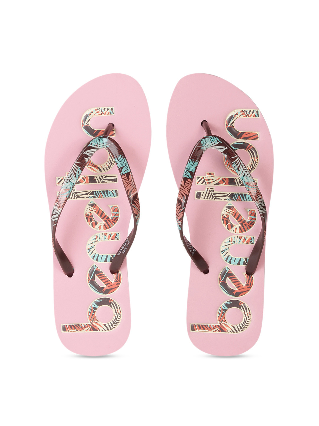 Buy United Colors Of Benetton Women Pink & Maroon Printed Thong Flip Flops - Flip Flops for 