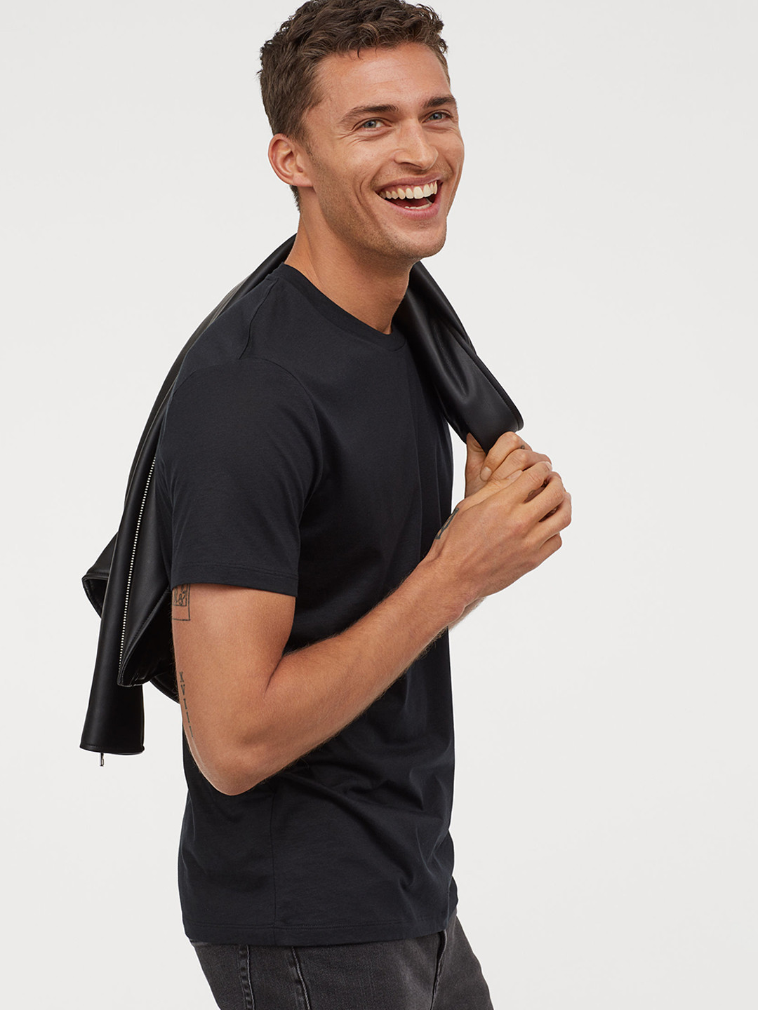 Buy H&M Men Black Solid Cotton And Silk T Shirt Tshirts for Men