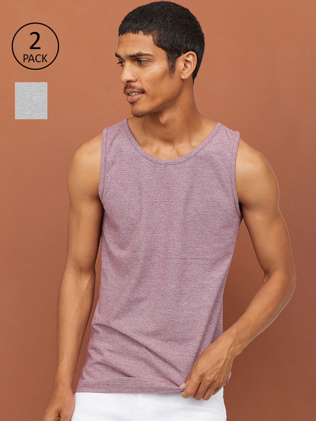 Buy H&M Men 2 Pack Vest Sustainable Tops Regular Fit Lounge Tshirts