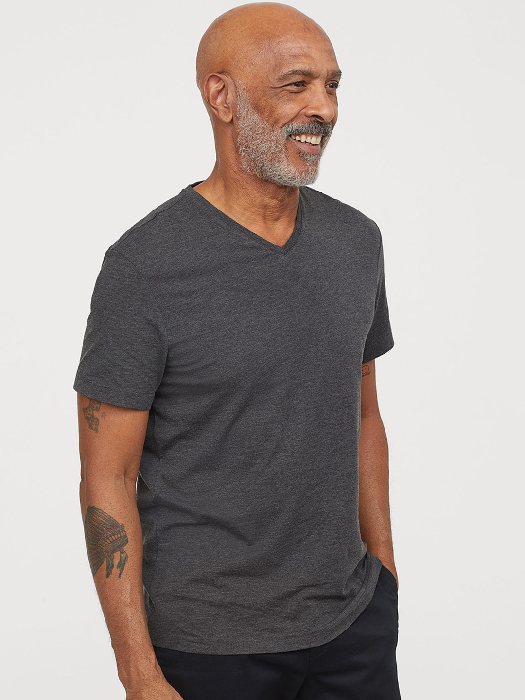 Buy H&M Men Black Solid V Neck T Shirt Slim Fit Lounge Tshirts for Men 10360689 Myntra