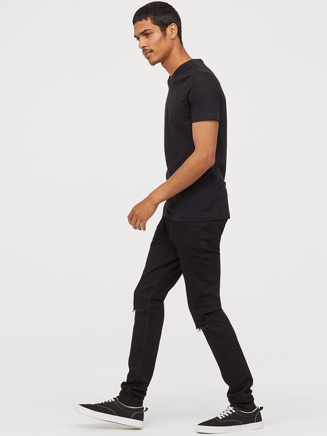 Buy H&M Men Black Solid 3 Pack T Shirts Slim Fit Lounge Tshirts for