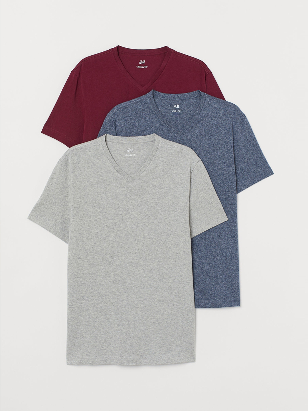 Buy HM Men Solid 3 Pack Pure Cotton T Shirts Regular Fit Tshirts for