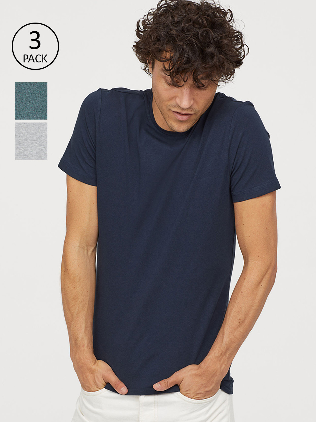 Buy H&M Men 3 Pack T Shirts Slim Fit Lounge Tshirts for Men 10360973