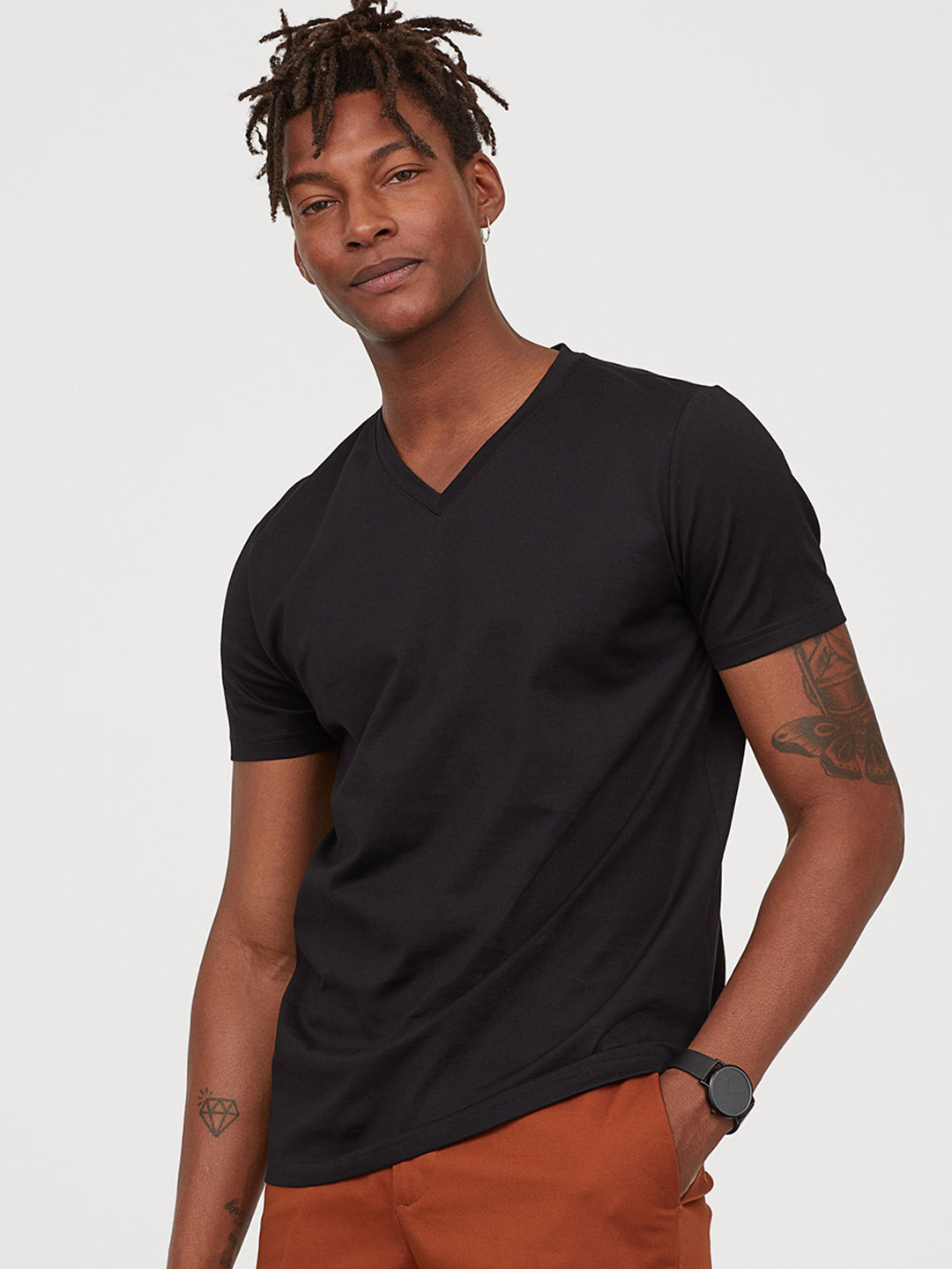 Buy HM Men Black Solid Premium Pure Cotton T Shirt Tshirts for Men